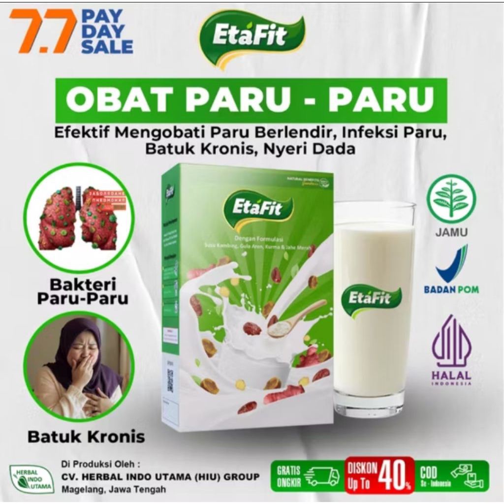 

Etafit Susu Kambing Etawa PROMO 2Box Mengatasi Sesak Nafas Batuk Paru Paru
