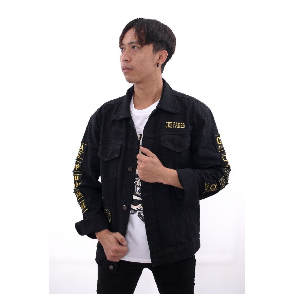 PROMO Jaket Jeans Pria Hitam Premium