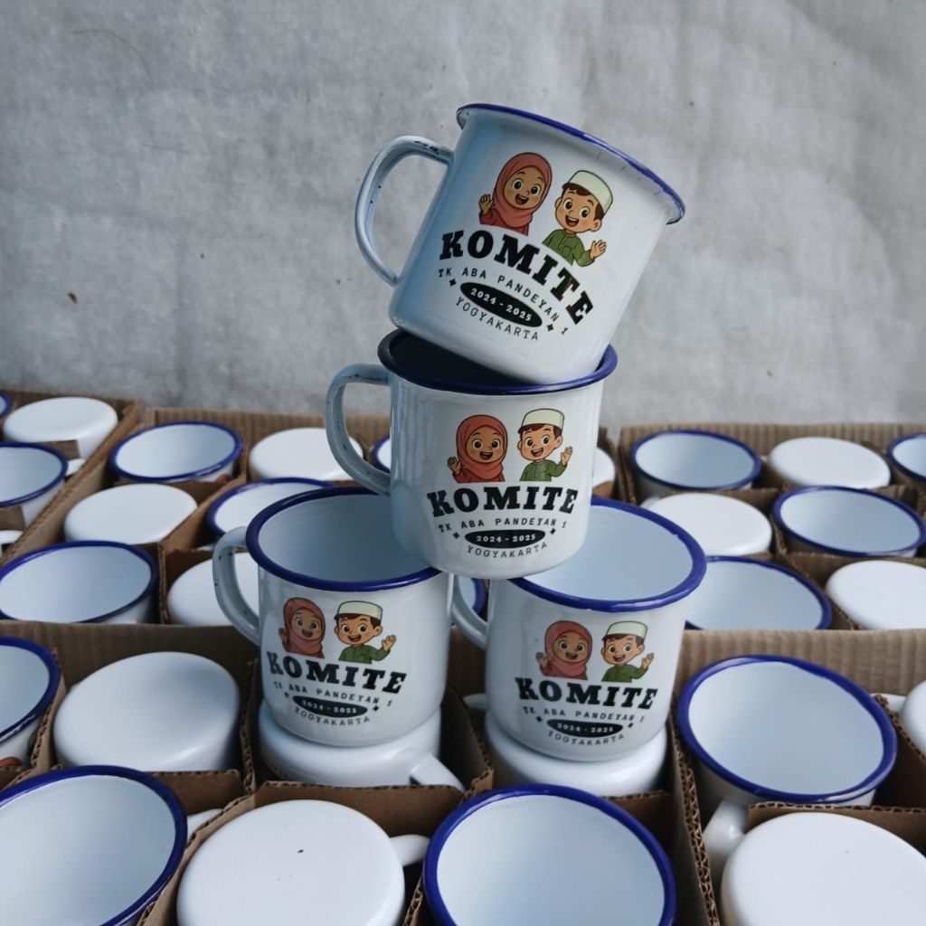 souvenir cangkir enamel 7cm sablon full colour /souvenir cangkir murah /souvenir cangkir enamel sabl