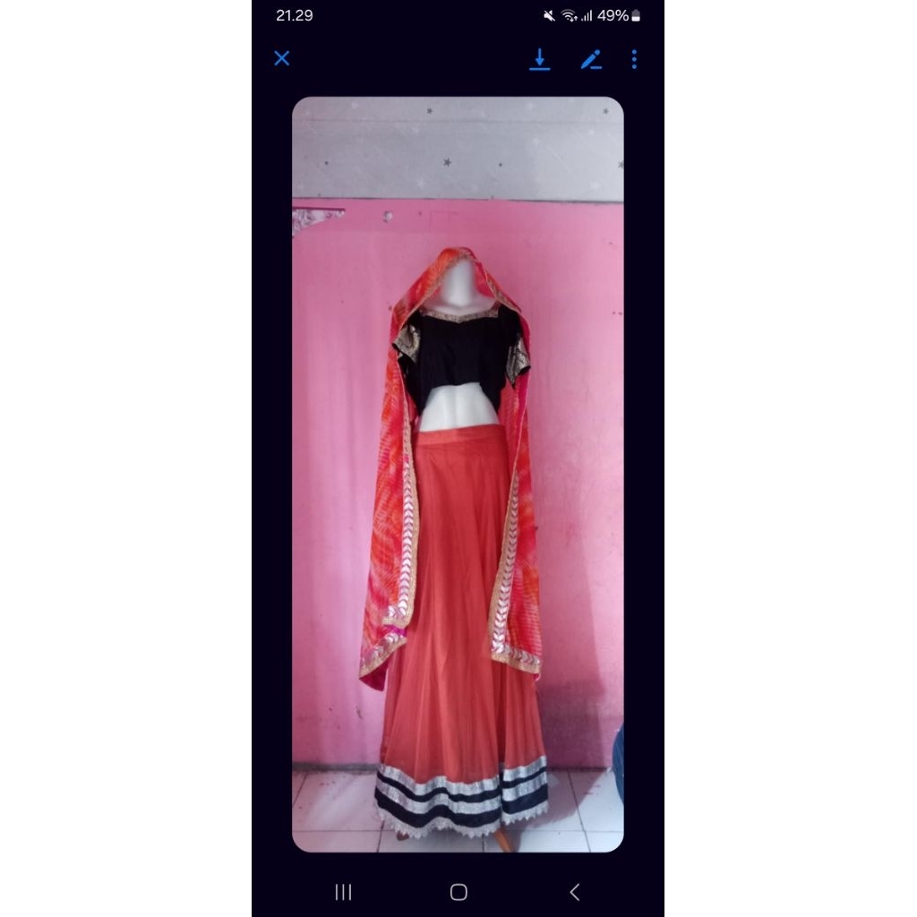 PL LEHENGA CANTIK CHOLI SATEN ROK TILE LD 98 - 104