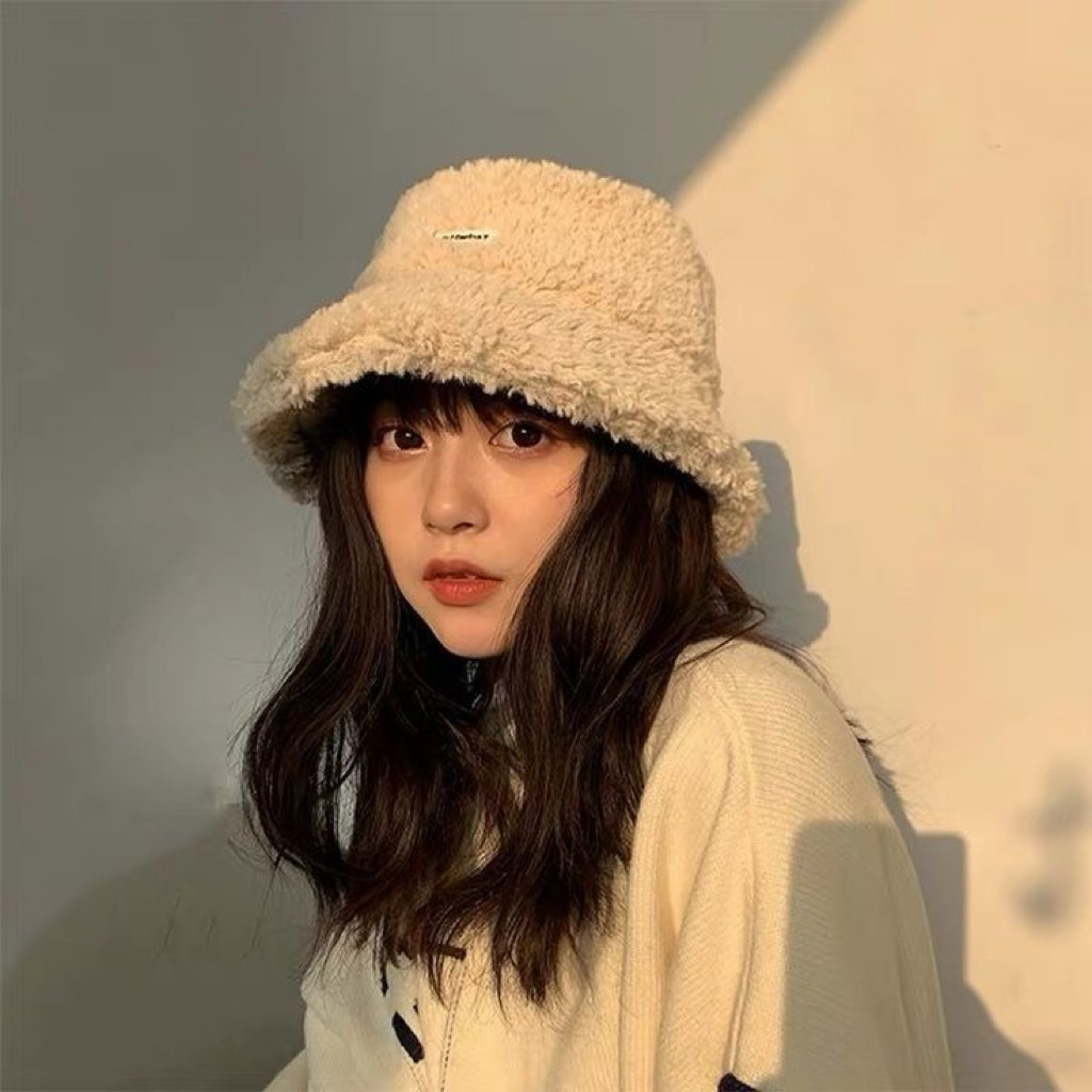 NA Topi bulu domba kupluk bucket hat SWAG dance keren lembut premium korea fashion