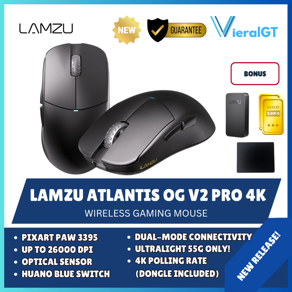 Lamzu Atlantis 4K OG V2 Wireless Superlight Gaming Mouse Included 4K Dongle