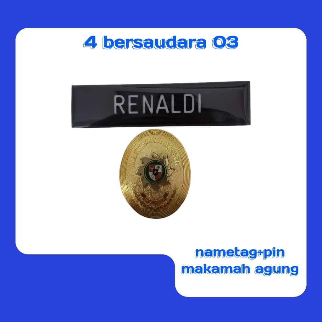 

nametag+pin makamah agung ready stok