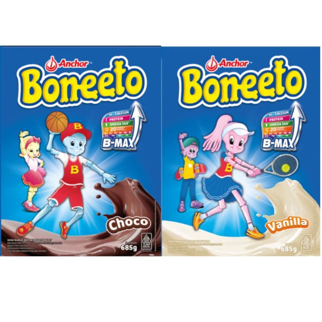 

Boneeto Susu Bubuk Anak Sekolah Tinggi Kalsium - Susu Boneeto Yummy Choco Cream Vanilla