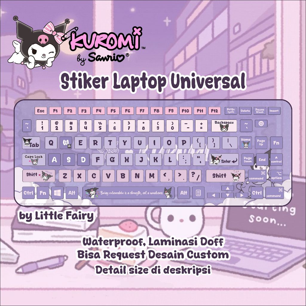[Little Fairy] Stiker Laptop Keyboard Universal / Stiker Keyboard Sanrio Cinnamoroll Kuromi / Stiker
