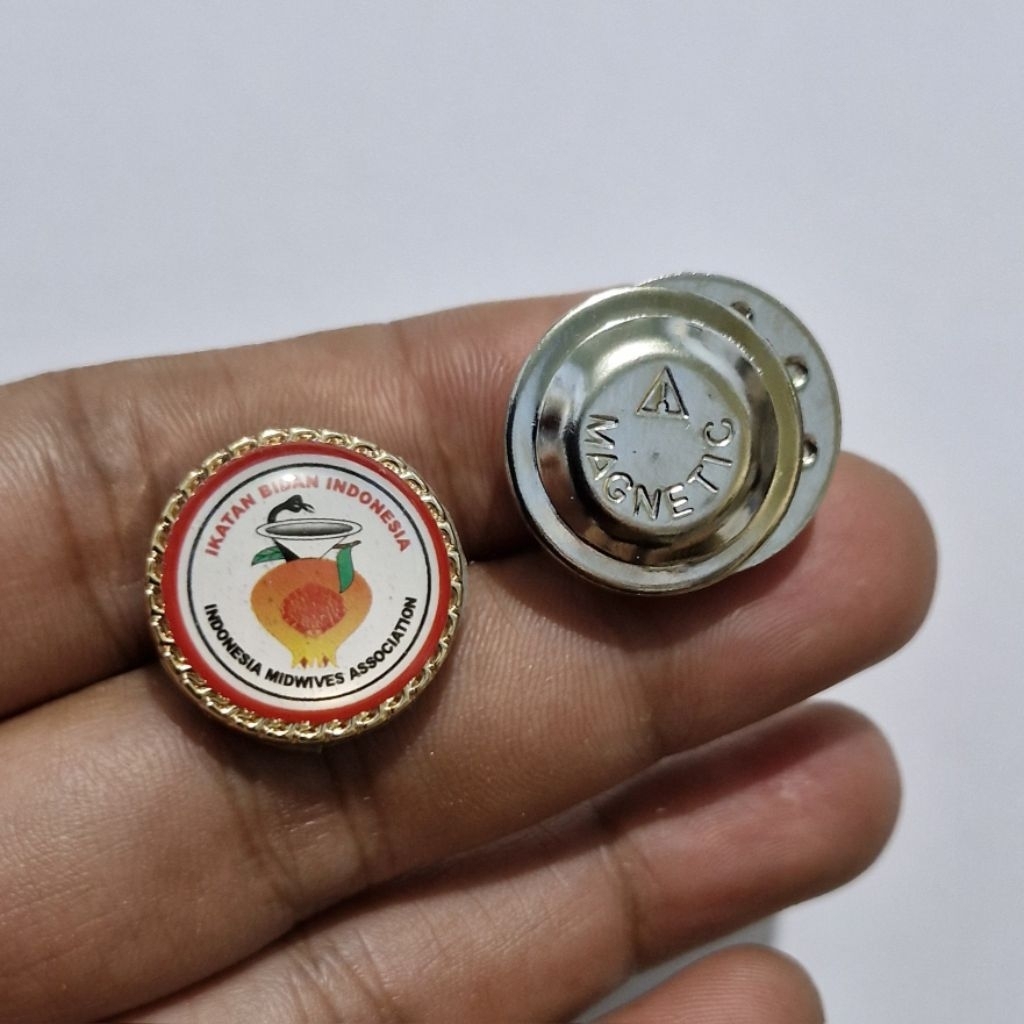 Pin ukuran 2 cm IBI magnet model pemasangan di kerah baju - Pin ibi logo baru