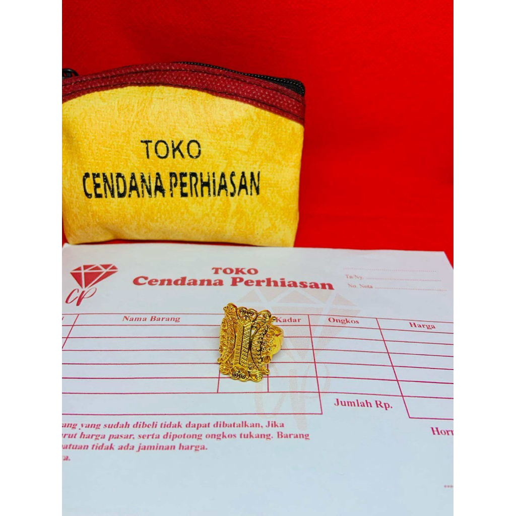 cincin cendana model emas 23karat anti luntur tidak akrat free dompet perhiasan