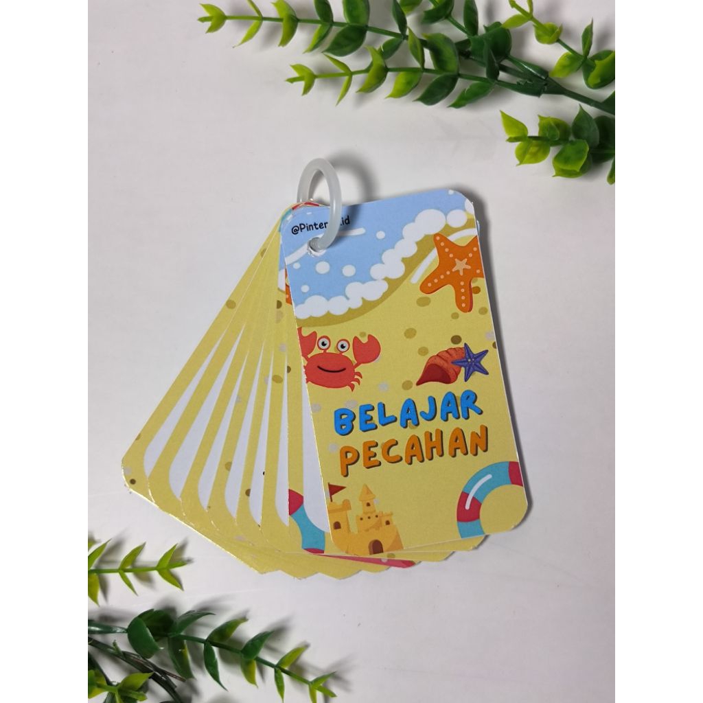 Kartu Edukasi Flashcard Pecahan Media Belajar Matematika Anak SD