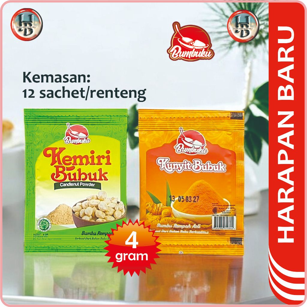 

Bumbuku - Kemiri Bubuk - Kunyit Bubuk - Bumbu Dapur - Kemasan Isi 12 Sachet @ 4gram