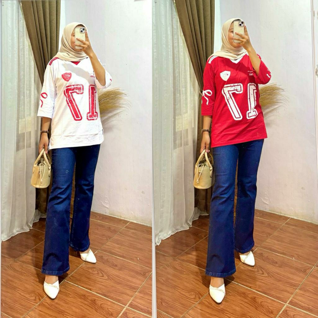Kaos merah putih 17 wanita edisi merdeka kaos wanita 7/8 terbaru 2025