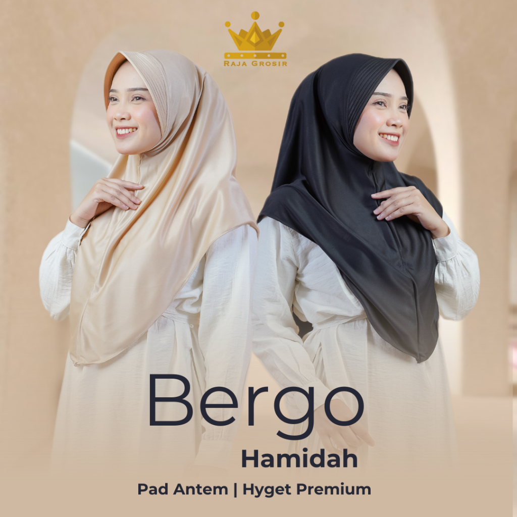 Hijab Khimar Bergo Hamidah Jilbab Instan Pad Antem Grosir