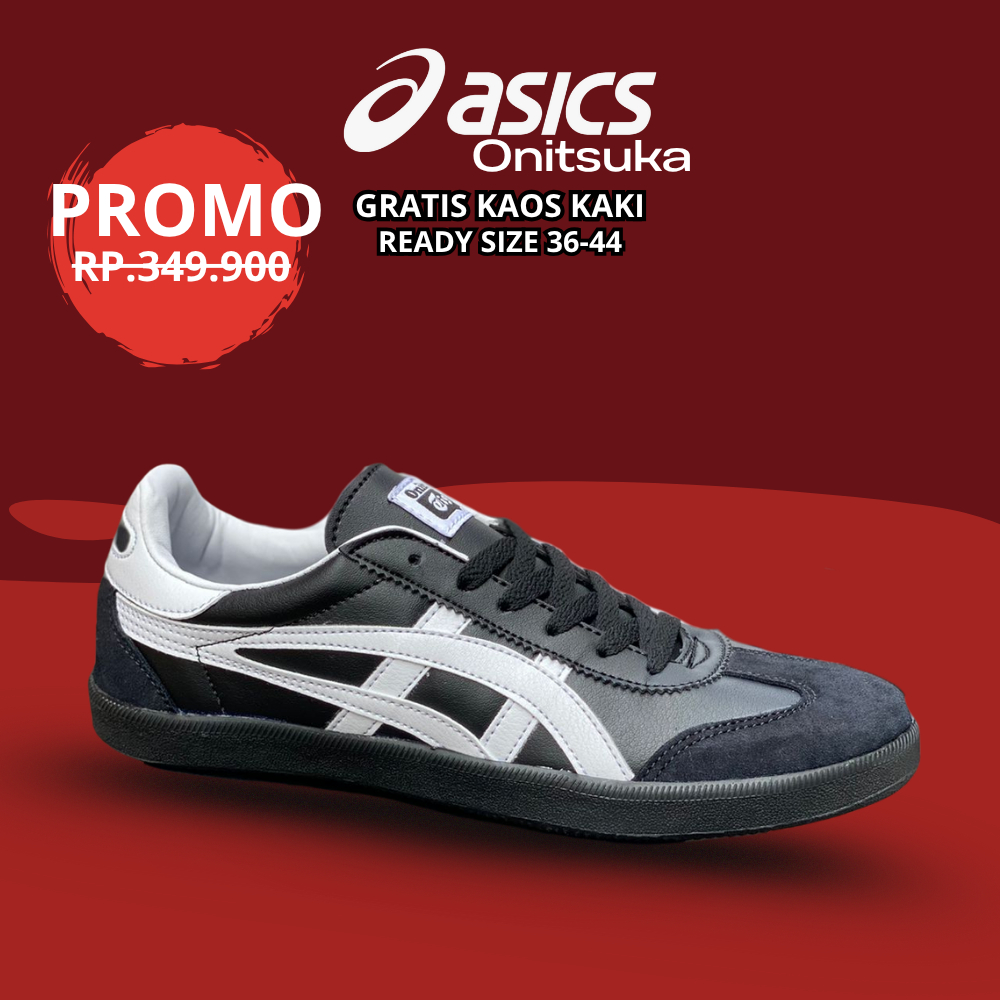 (BISA COD) Sepatu Sneakers Pria Wanita Onitsuka Tokuten Tiger Hitam Putih - Sepatu Sekolah Hitam