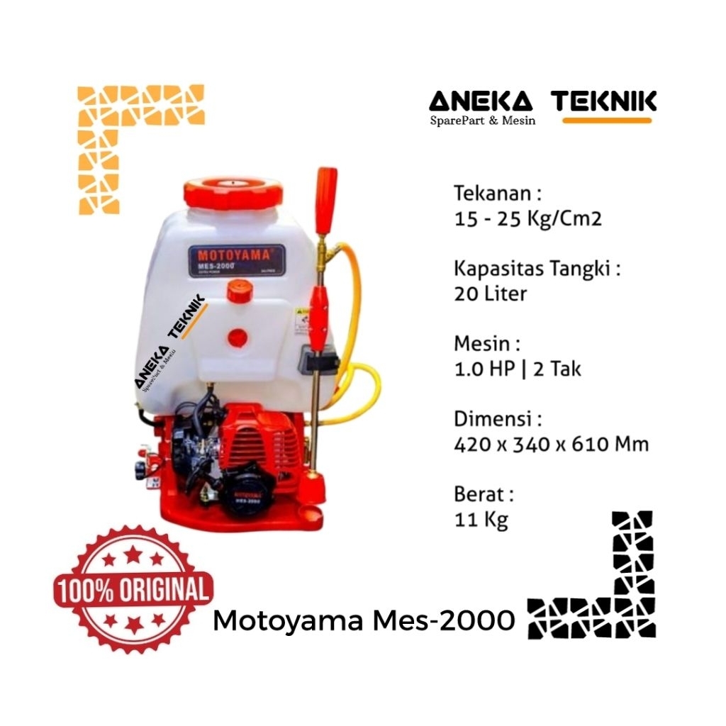 Aneka Teknik - Mesin Sprayer / Alat Semprot Hama Motoyama MES-2000 Tangki 20 Liter