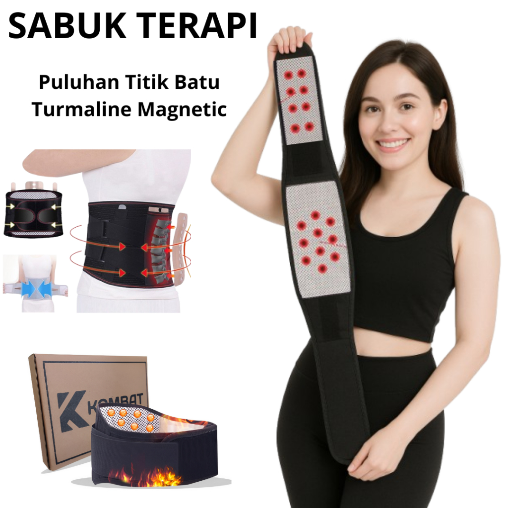 KORSET MAGNETIK TERAPI PINGGANG KOMBAT MAGNETIK PREMIUM - sabuk korset terapi pinggang masakini