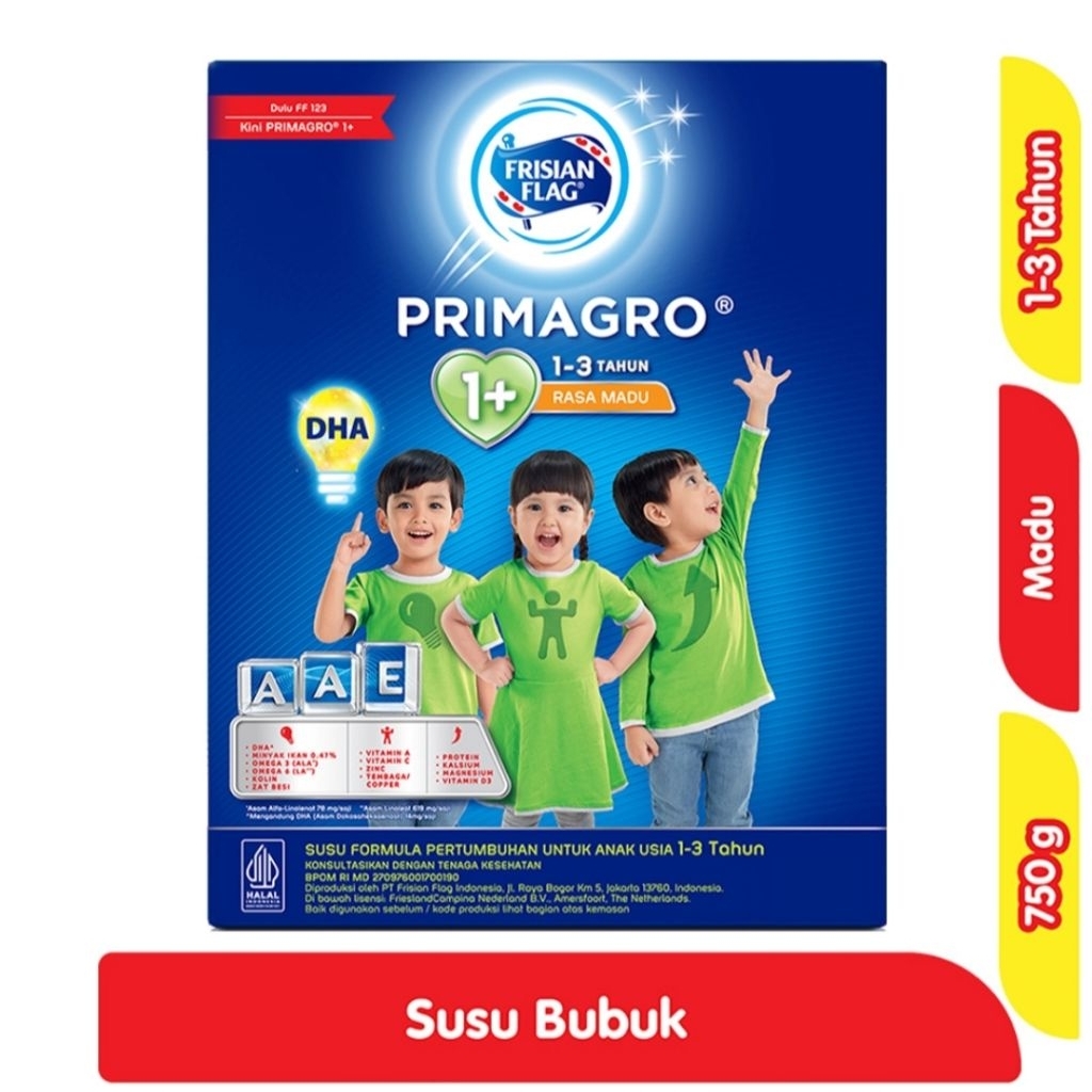 

FRISIAN FLAG Primagro 1+ Susu Pertumbuhan Anak 1-3 Tahun Madu / Vanila 750 g