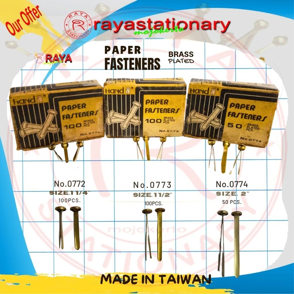 

Hand Paper Fastener Brass Plated / Pengikat Kertas