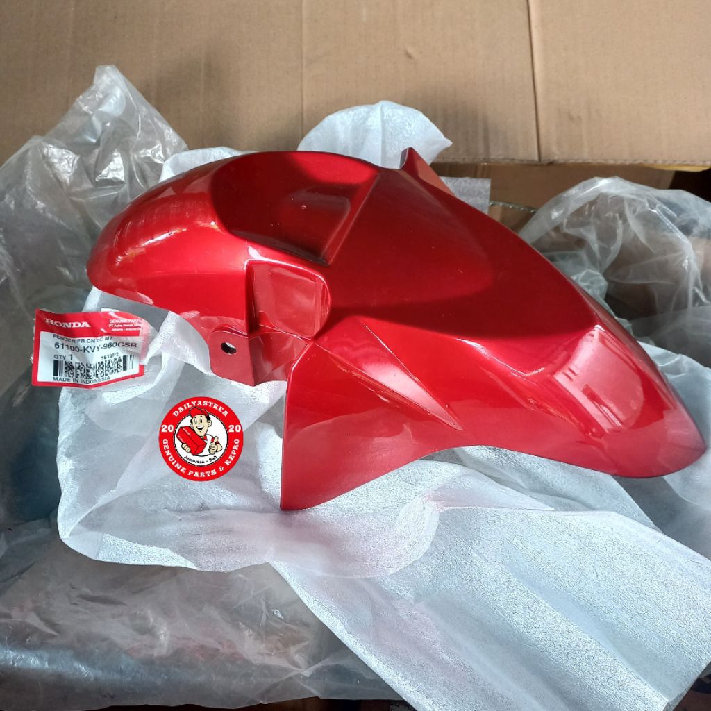 FENDER FRONT SLEBOR SPAKBOR DEPAN MERAH HONDA BEAT KARBU ORIGINAL ORI AHM 61100-KVY-960CSR