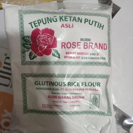 

TEPUNG KETAN PUTIH MEREK ROSE BRAND KEMASAN 500 GR