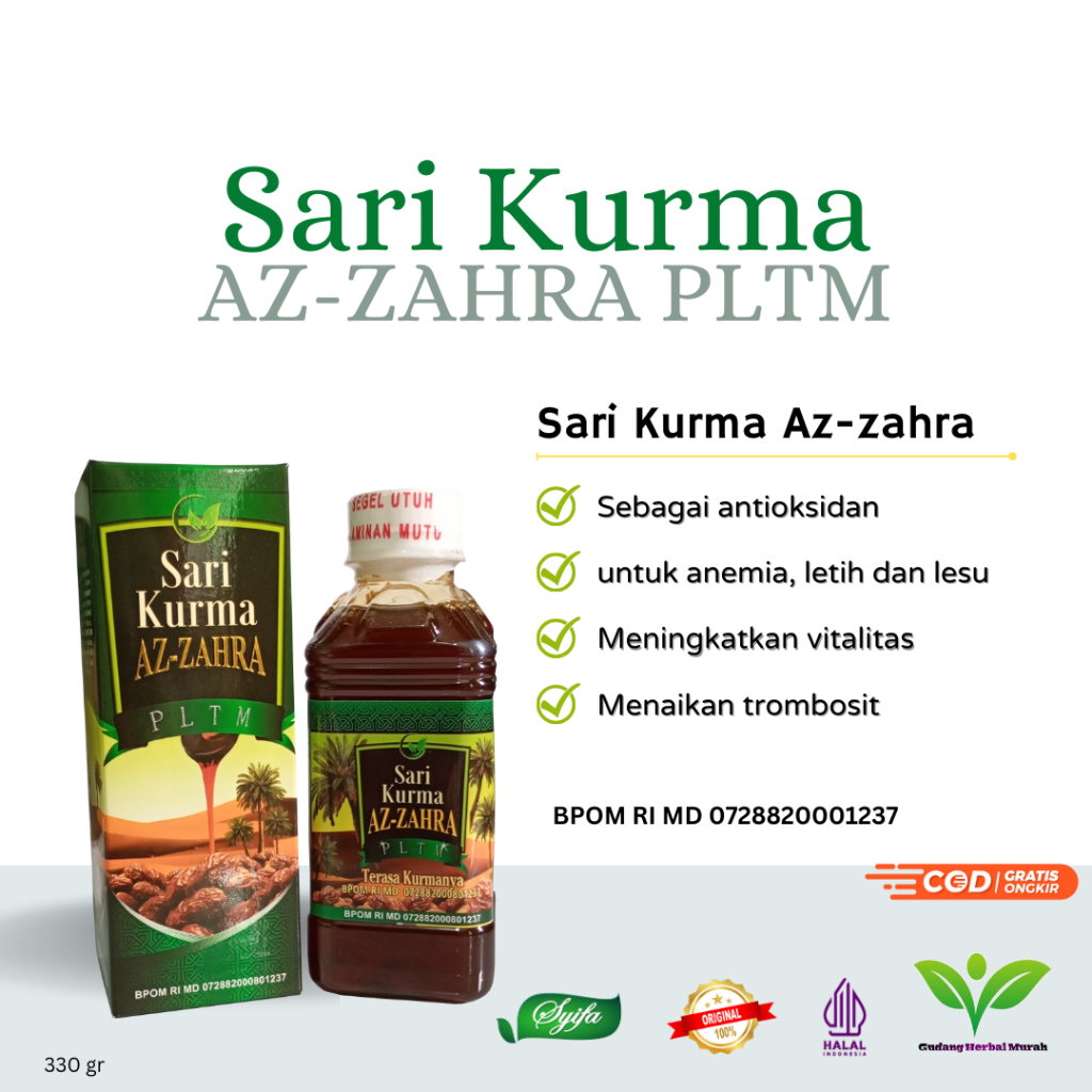 

Sari Kurma Az Zahra Platinum 330 Gr ORIGINAL | Kemasan Baru