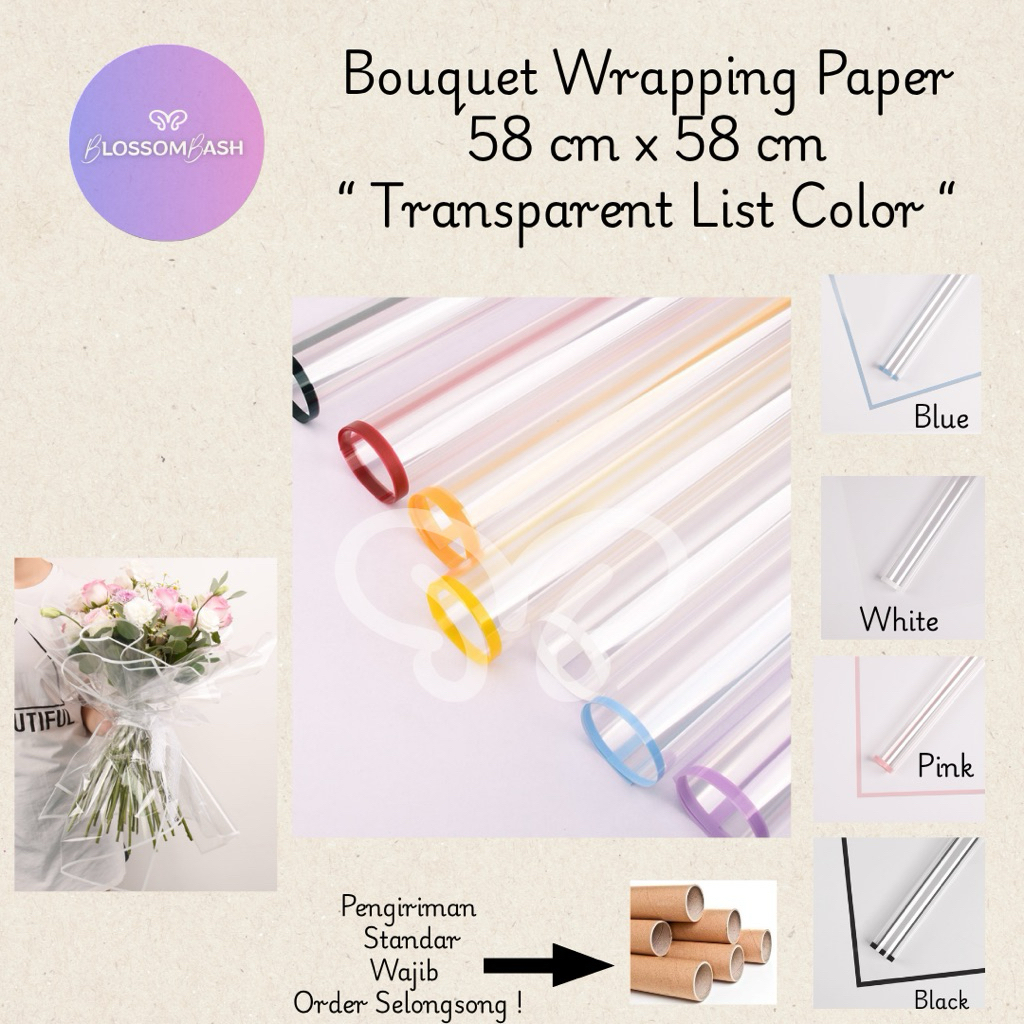 

[Per Pack] Crystal Paper Color Frame / Kertas Wrapping Buket Frame / kertas buket transparant / Bening / Frame