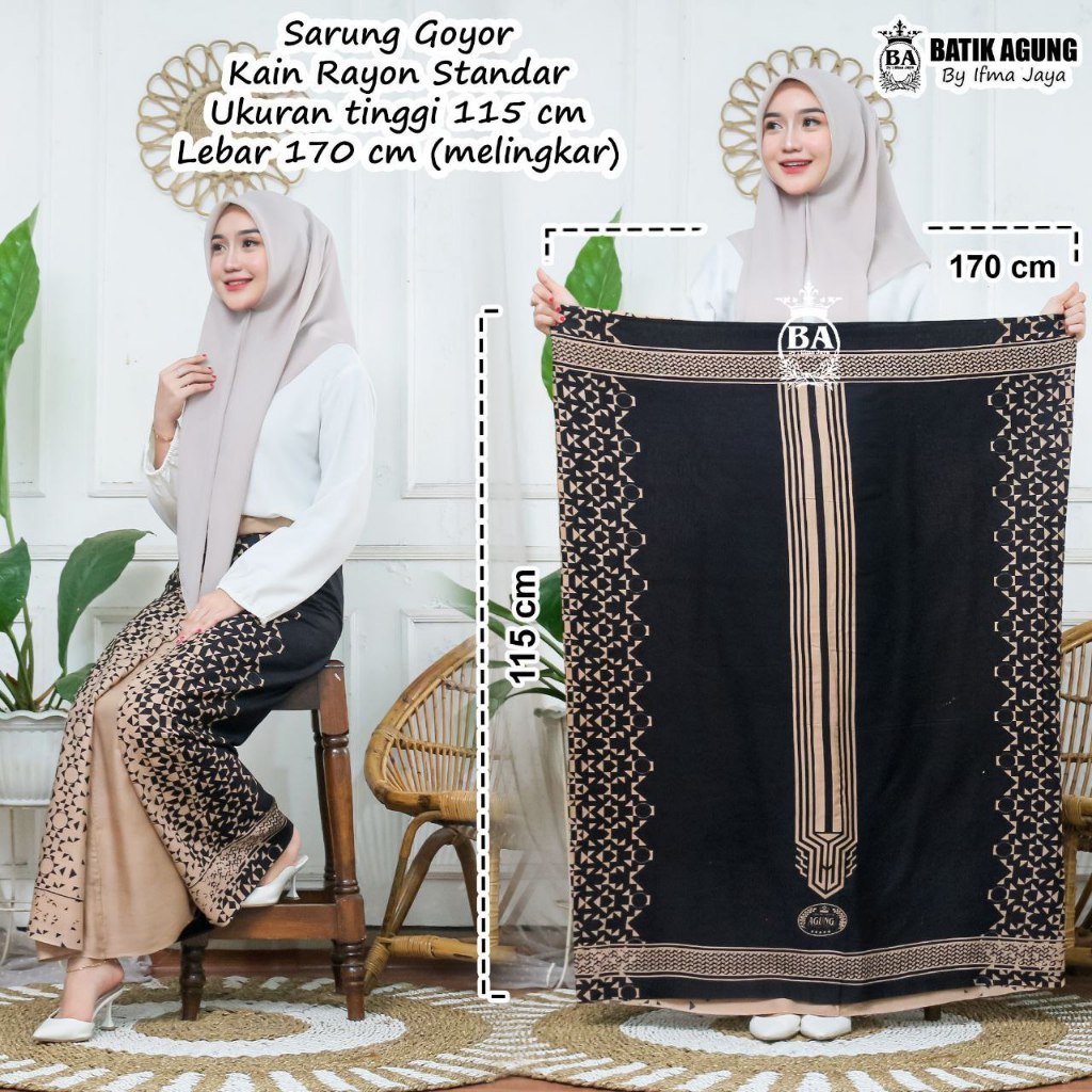 SARUNG BATIK WANITA MOTIF PALESTINA HITAM PUTIH