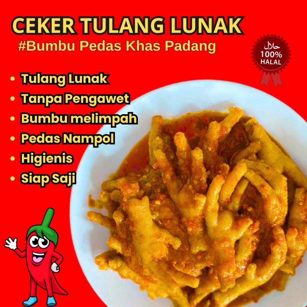 

Berani Bumbu Ceker Pedas Tulang Lunak Viral Khas Padang 200 Gram Siap Saji Bumbu Meresap Halal 100%