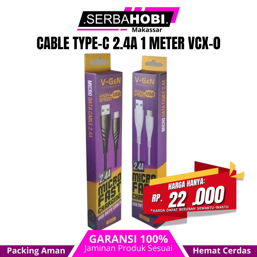 Kabel Data Vgen TYPE C VCX-01 Panjang 1 Meter Fast Charging