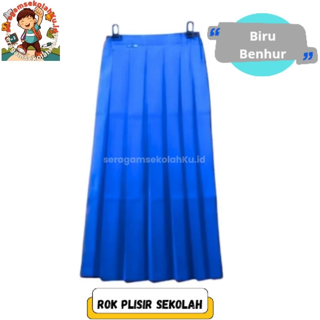 Rok Panjang Sekolah Biru Benhur Rok Plisir Panjang Seragam Sekolah Madrasah SD SMP SMA