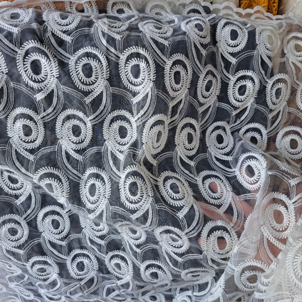 kain organza bordir | organza bordir harga 0.5m | kain organza import | organza bordir motif