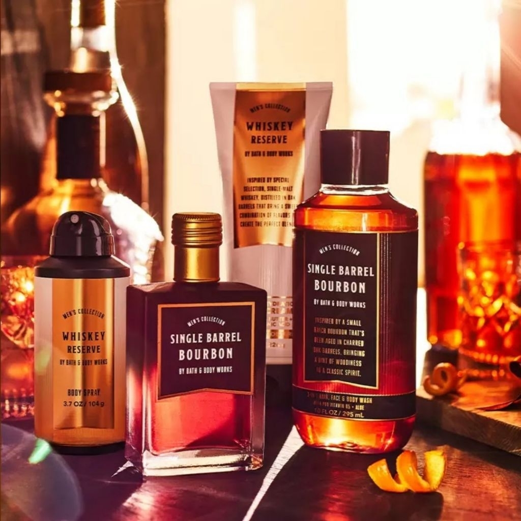 BBW MEN'S COLLECTION SINGLE BARREL BOURBON SERIES WHISKEY ACCORD SMOKED OAK AMBER VANILLA MUSK LEATH