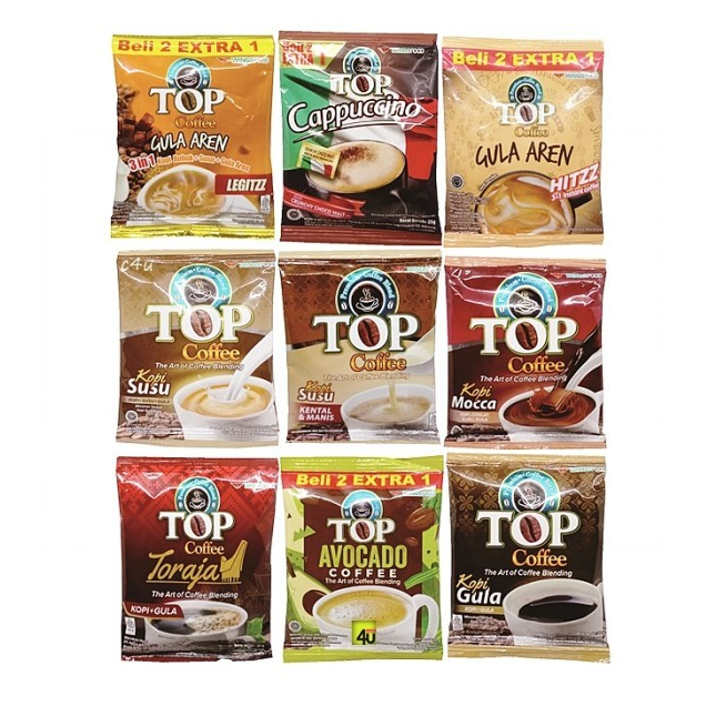 

KOPI TOP COFFEE RENCENG KOPI CAPPUCCINO CRUNCHY CHOCO MALT AVOCADO KOPI WHITE GULA AREN PLUS INSTAN MINUMAN GROSIR