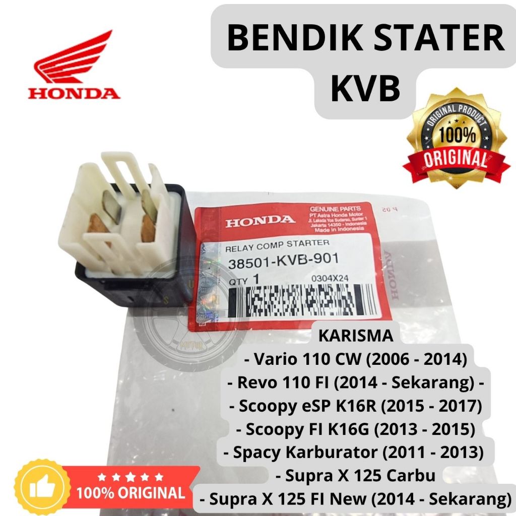 BENDIK STATER KVB ORI 1000% HONDA KARISMA , VARIO 110 , REVO 110 FI , SCOOPY ESP , SUPRA X 125 KARBU