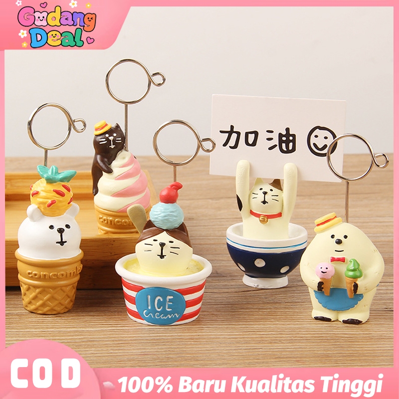 

Klip Memo Es Krim Musim Panas Stand Meja Lucu dengan Karakter Kucing & Yeti, Dekorasi Kantor