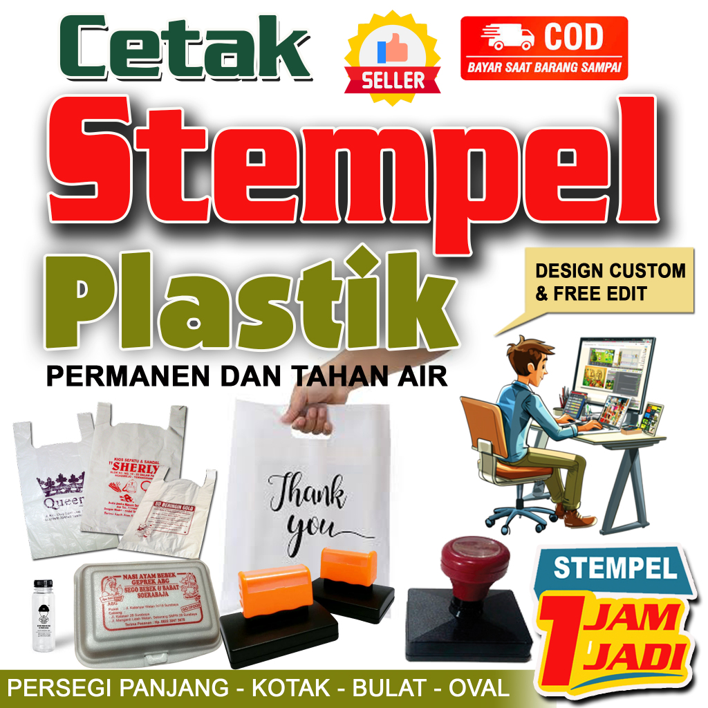 

Stempel Plastik / Gelas Cup / Sterofoam / Mika + Free Tinta