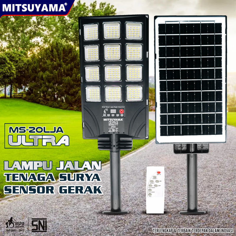 LAMPU JALAN LED TENAGA SURYA 20 WATT SENSOR GERAK MITSUYAMA MS-20WP LAMPU OUTDOOR