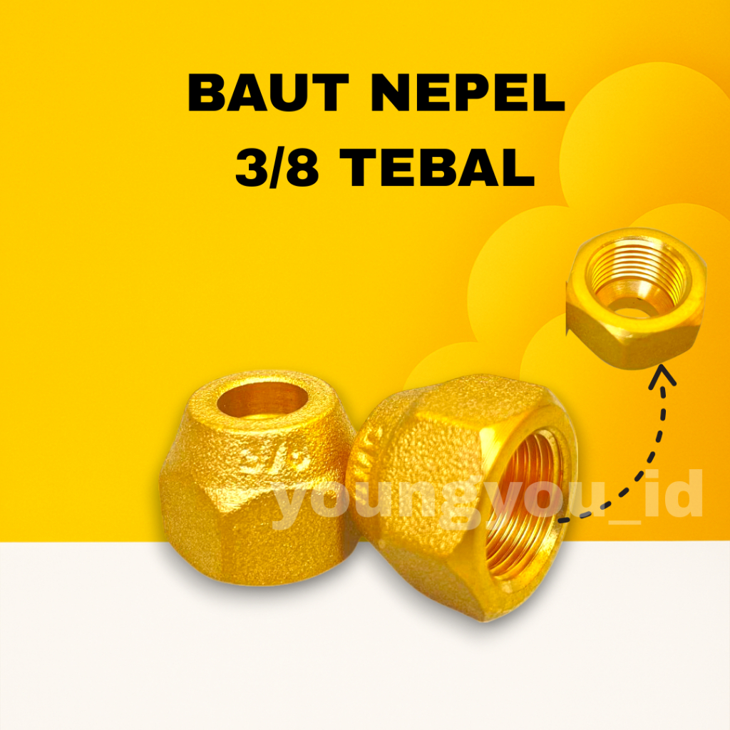 BAUT NEPEL KUNINGAN 3/8 INCH – SAMBUNGAN PIPA AIR, ANGIN & KOMPRESOR | BAHAN TAHAN KARAT BERKUALITAS