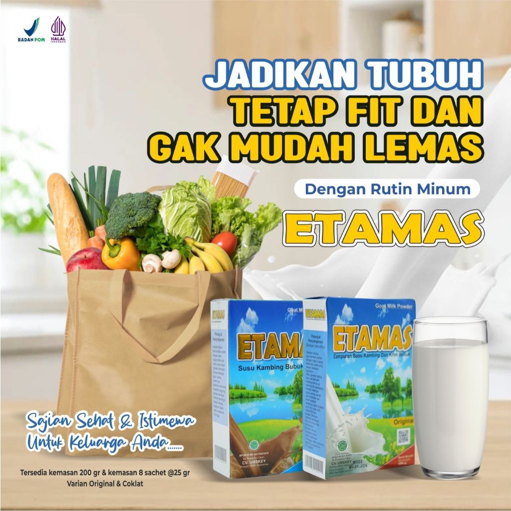 

ETAMAS Susu Kambing Etawa Bubuk Full Cream Untuk Kesehatan Asma Sendi Tulang Anak & Dewasa