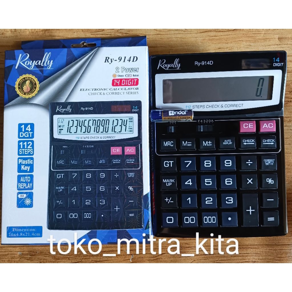 

Royally Kalkulator Elektronik 14 Digit 2 Power RY-914D