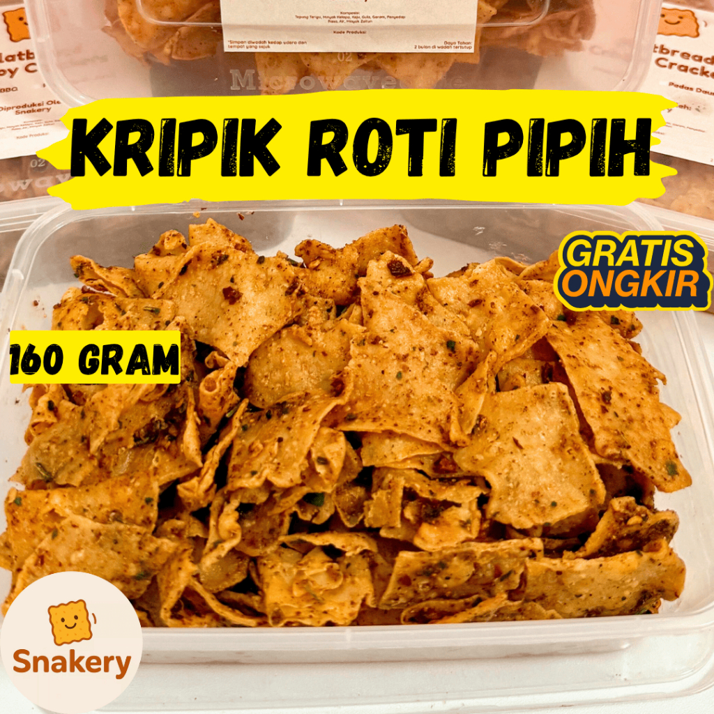 

Keripik Roti Pipih Berat 160 gram Camilan Premium | Kripik Camilan Viral Food Makanan