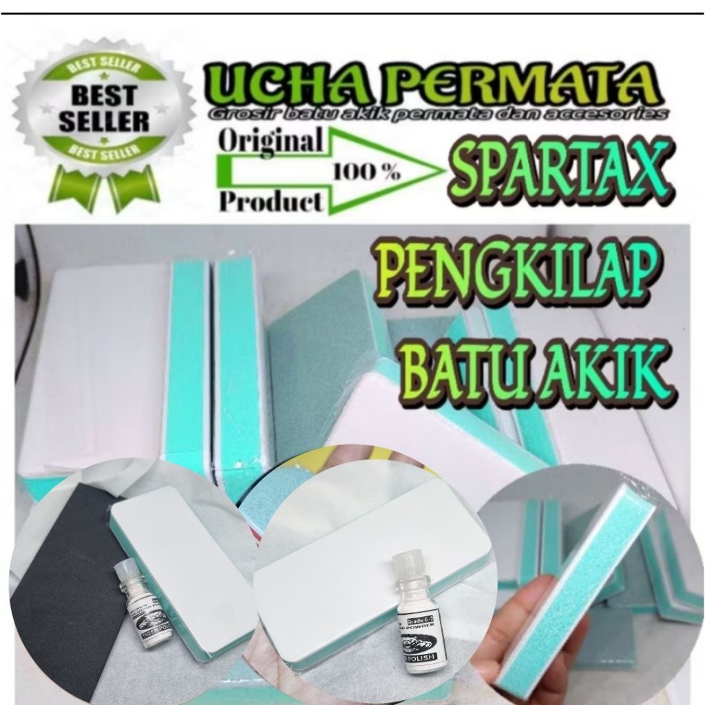 spartax HIJAU tosca pengkilap batu akik / paket pengkilap batu akik kulit gosok serbuk intan