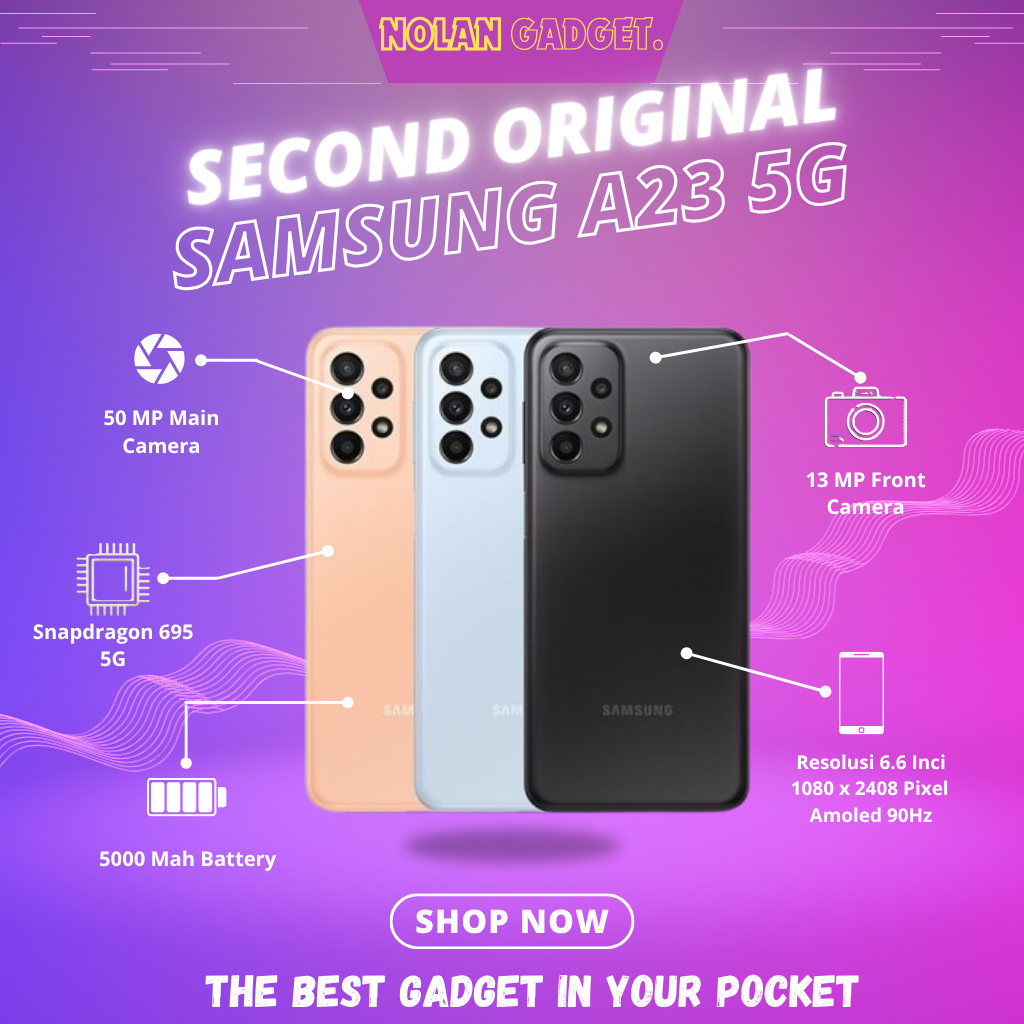 SAMSUNG GALAXY A23 5G • RAM 6/128 • 8/128 GB ORIGINAL FULLSET MULUS SEIN (SECOND)