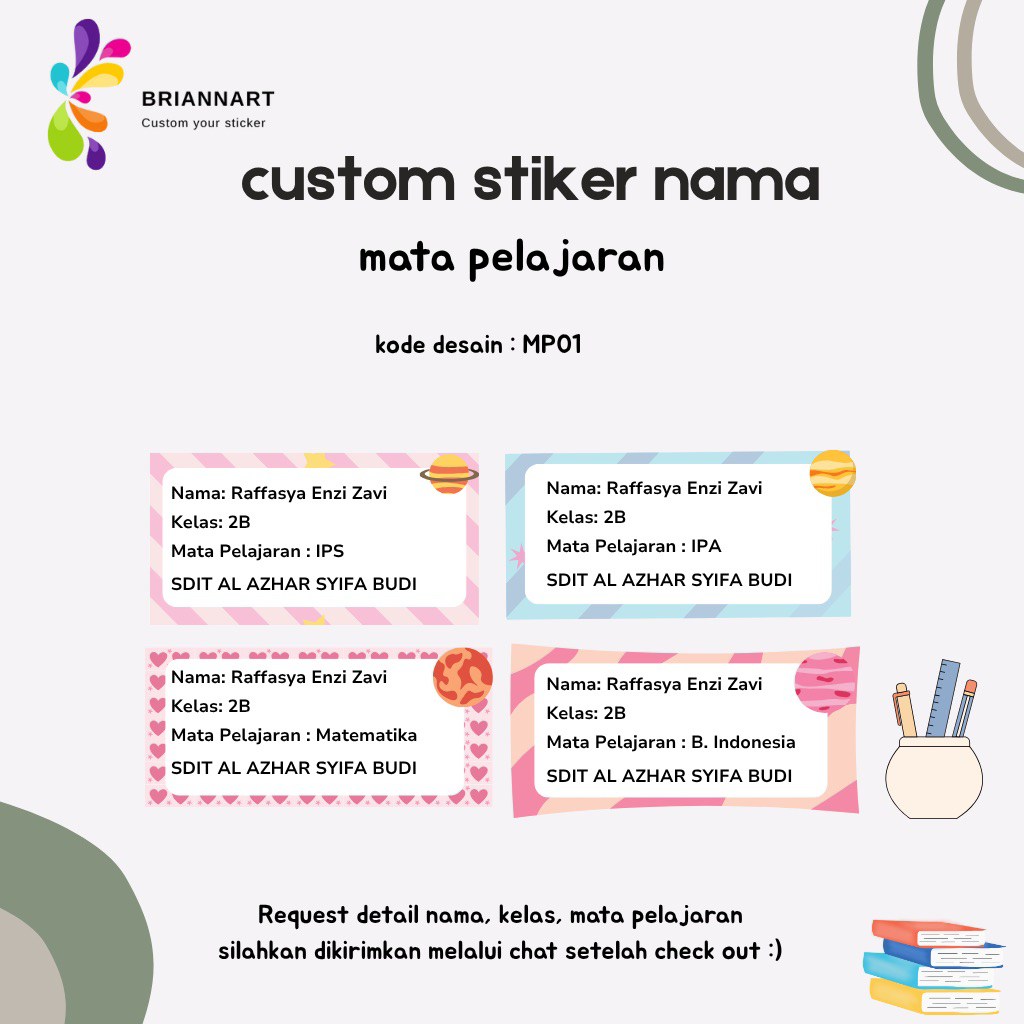 

[15 pcs] Label Mata Pelajaran / Label Buku Tulis / Sticker Buku Tulis