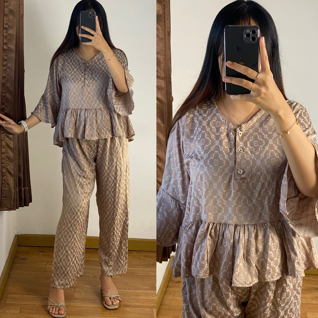 Setelan Matilda Celana Panjang Super Adem Ibu Bumil Dan Busui Perempuan Katun Rayon Lengan Sepertiga