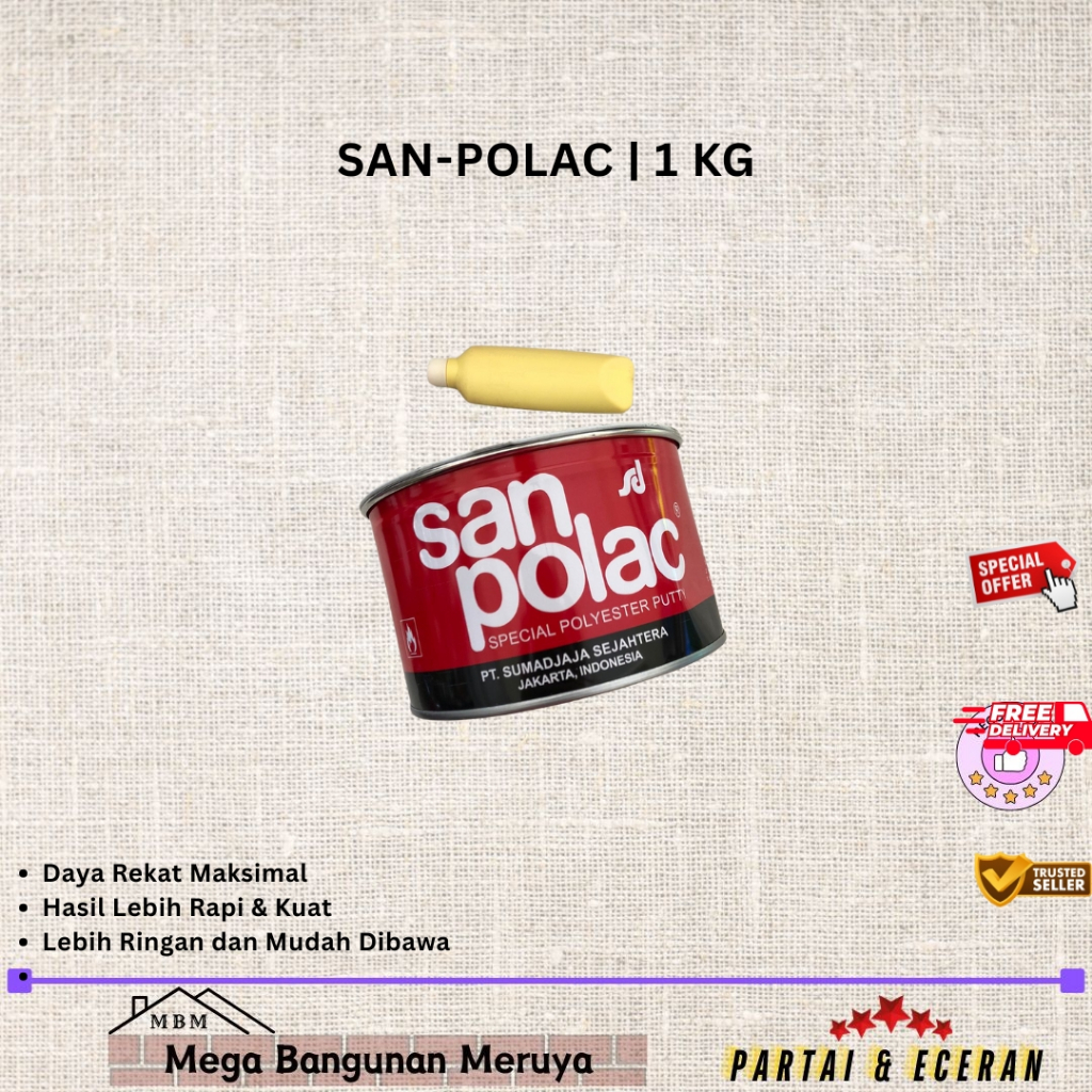 DEMPUL SANPOLAC 1KG / DEMPUL BESI / DEMPUL PLASTIK / DEMPUL KAYU