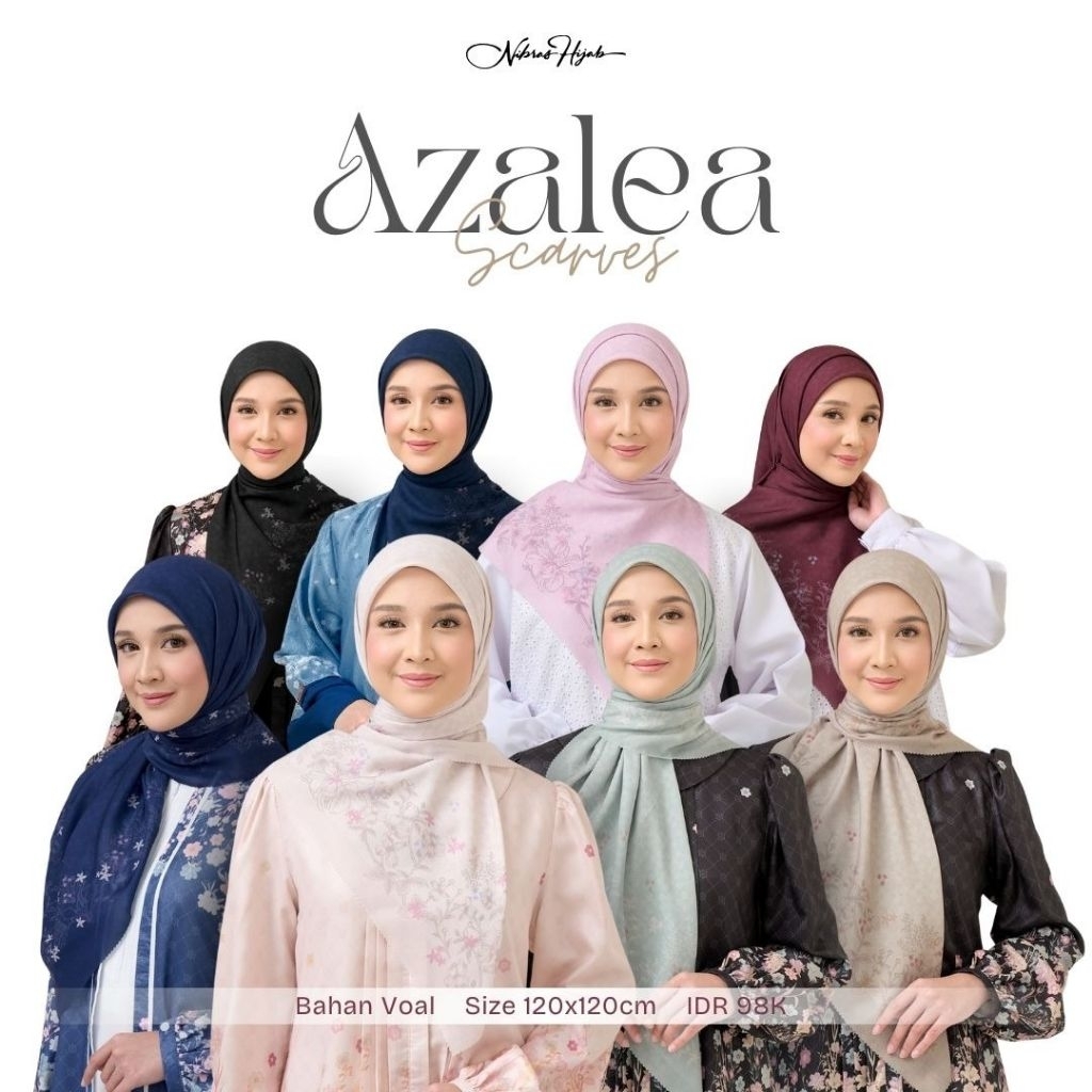 Nibras - Hijab Motif Segiempat Syar'i Azalea Scarves Bahan Voal Size 120x120cm
