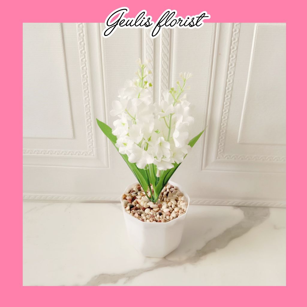 GF Bunga hias artificial HYACI sudah set dengan pot/hiasan/dekorasi/bunga ruang tamu/bunga plastik
