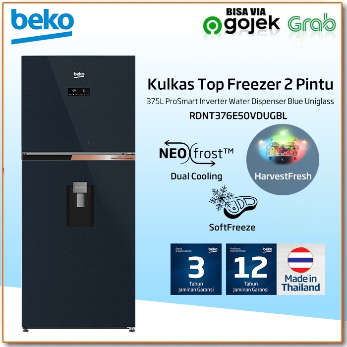 Beko Kulkas 2 Pintu RDNT376E50VDUGBL dengan Dispenser Air 375 L