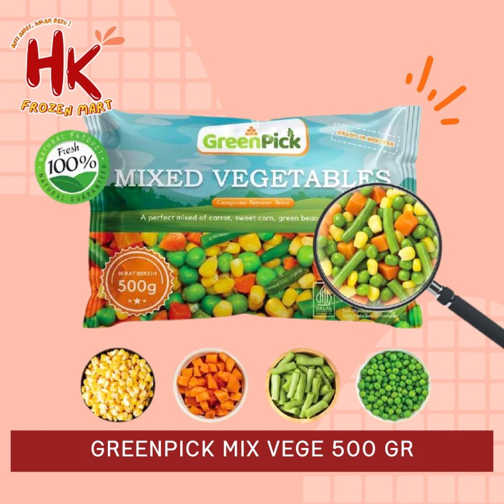 

GreenPick Mix Vegetables 500gr | sayuran beku 4 jenis ready to cook HK FROZEN MART