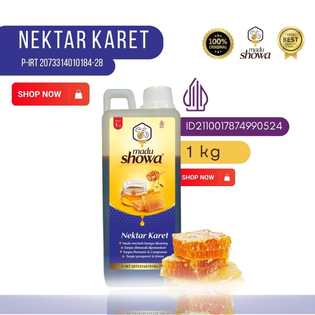 

Madu Showa - Madu Murni Nektar Bunga Karet 1 Kg - Asli 100 % Dinkes dan Halal