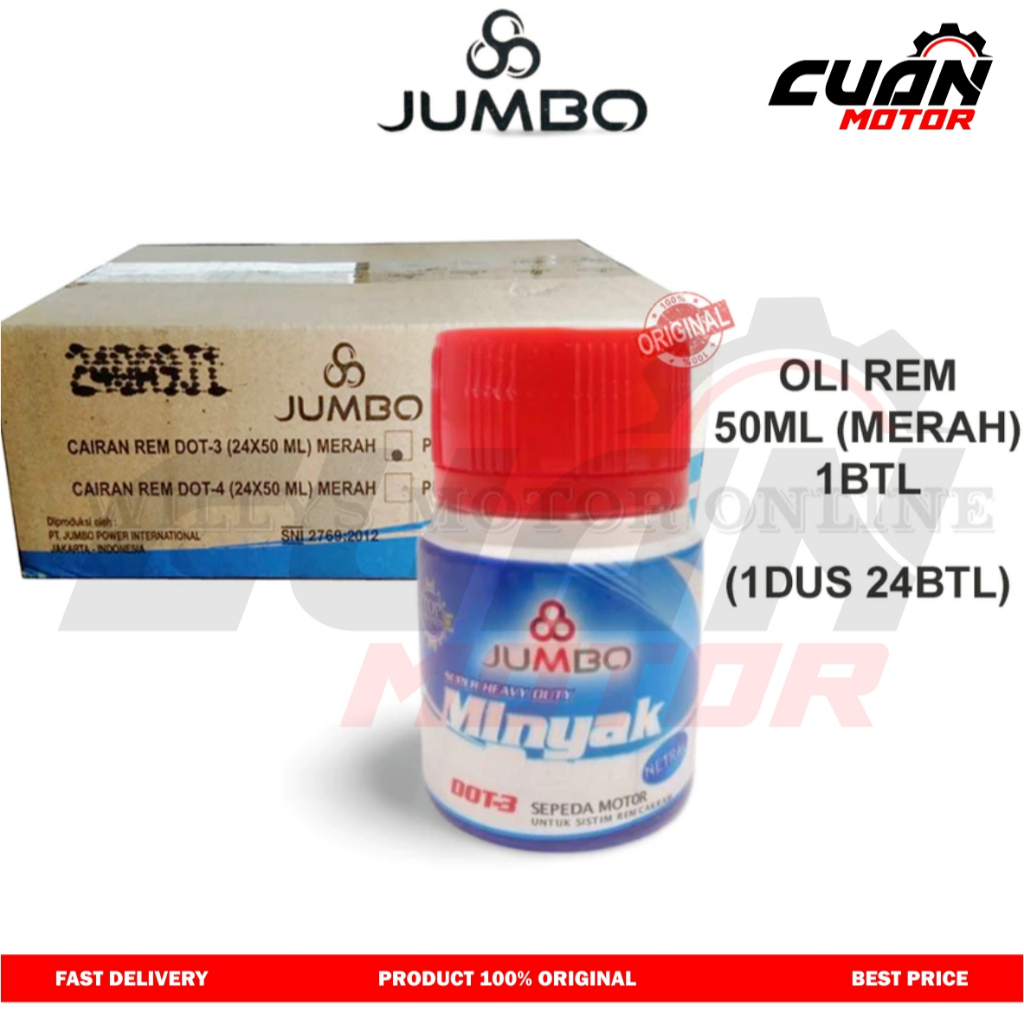 OLI REM MOTOR DOT 3 JUMBO 50 ML WARNA MERAH MINYAK REM DOT3
